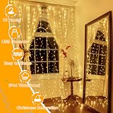 Ollny Curtain Lights 300LED USB 3m x 3m IP44 Indoor Outdoor 8 Modes Warm White view 2