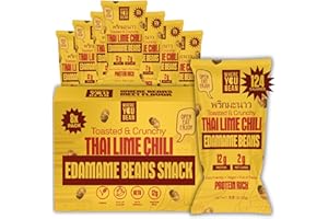 Where You Bean Edamame Beans Snack (Thai Lime Chili) - Crunchy and Dry Roasted Edamame Beans - High Protein Snacks, Keto and Vegan Healthy Snacks for Adults & Low Carb Asian Snack 0.9 oz (Pack of 8)