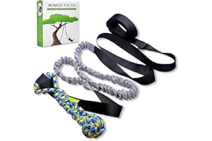 LOOBANI Outdoor Bungee Tug Toy, Dog Toy Hanging from Tree for Small to Large Dogs, Interactive Exercise Play Cord & Tether with Chew Rope Toy (Tree Stump Tug of War-Black)