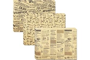 OTOPETE 300Pcs Food Paper Sheets, 12"x16" Greaseproof Paper Sheets, Three Patterns Kraft Paper, Large Size Gift Wrapping Paper, Wrapping Bread Hamburger Sandwiches, for Family Bakery, Picnic, Party