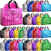 Resholder 30 Set Christian Gift Bags with Tissue Paper, God Says You Are Bible Verse Tote,13×11×5 Inch Reusable Religious Nativity Church Gift Bags for Christmas Baptism Ministry Outreach