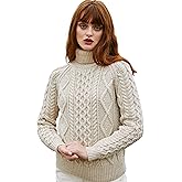 SAOL Women's Wool Sweater Irish Cable Knit Jumper Made in Ireland