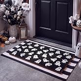 2 Pcs Halloween Ghost Door Mat Set Halloween Ghost Spooky Season Decor | Layered Thick Mats Combo, 17 x 30