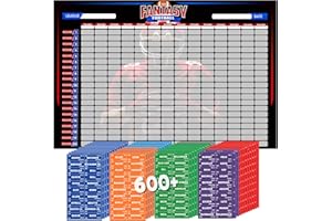Esjay Fantasy Football Draft Board 2024-2025 Kit Extra Large, 600+ Player Label Stickers, Fantasy Draft Board 6ft x 4ft - 14 Teams 20 Rounds, 2024 Top Rookie Included