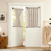 Tollpiz Short Linen Door Curtain Doorway Semi Sheer Curtain Closet Light Filtering Drapes Dual Rod Pocket Boho Window Curtains for Room Divider, 54 x 40 inches Long, Natural, 1 Panel