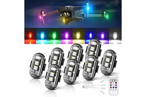 MNJ Motor Wireless LED Strobe Lights Remote Control, 8 Colors USB Charing Waterproof Anti-Collision Flashing Emergency Warning Lights for Car Motorcycle Drone Aircraft Bike 8PCS