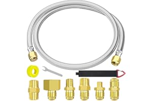 MEFUN 6 Feet High Pressure Braided Propane Hose Extension with Conversion Coupling 3/8" Flare to 1/2" Female NPT, 1/4" Male NPT, 1/8" NPT Male,3/8" Male NPT, Male Flare for BBQ Grill, Fire Pit, Heater