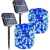 Joomer Solar Fairy Lights, 2-Pack Total 80FT 240LED Solar String Lights Outdoor Waterproof 8 Lighting Modes for Fence Party Garden Patio Yard Home Holiday Tree Outdoor Decoration (Blue)