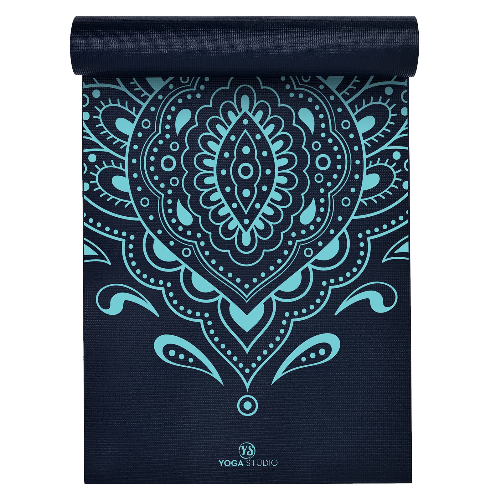 Yoga Studio Designed Sticky Yoga Mat | Oeko-Tex Tear Proof Non-Slip | Workout Exercise Gym Fitness Mandala Yoga & Pilates Mat | 183cm x 61cm x 6mm - Navy Blue Mat Mysterious Peacock