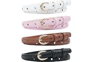 Girls Belt 4/3 Pack,Kajeer kids Leather Belt Pu Cute Gold Round Buckle Heart Hole Youth Toddler Belt for Uniform Casual