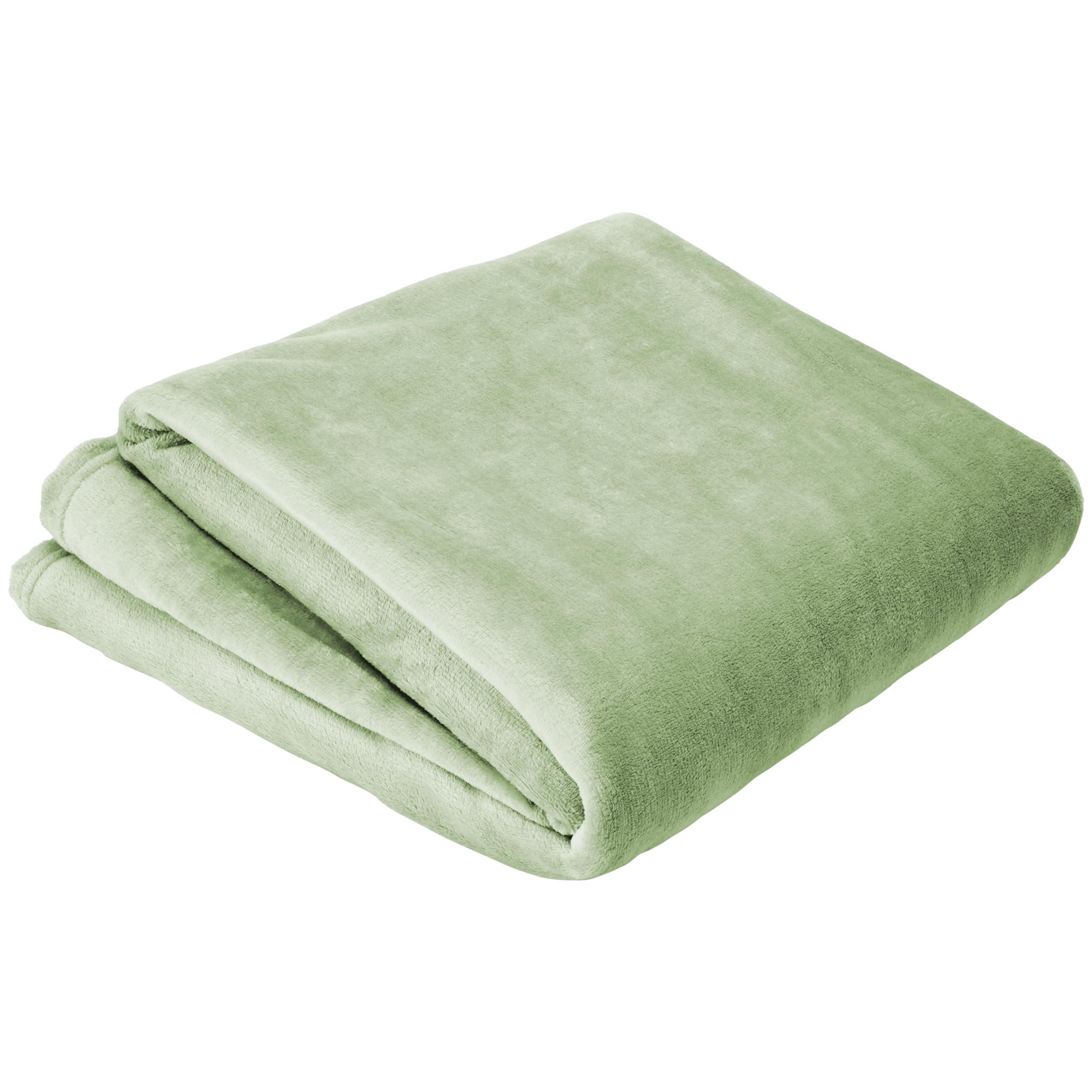 Olivia Rocco Flannel Fleece Throw Blanket Super Soft Warm Fluffy for Bed Sofa Couch Chair Lightweight and Cozy Solid Design, 130 x 150 cm Sage Green — image 1
