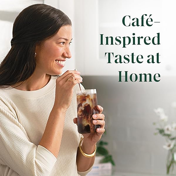 STARBUCKS K-CUP PODS, MEDIUM ROAST ICED COFFEE BLEND, SIGNATURE BLACK FOR KEURIG MAKERS, 100% ARABICA, 1 BOX (10 PODS)