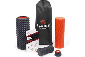 ELVIRE Foam Roller Deep Tissue Massager Set - Includes: Foam Rollers, Massage Roller Soft & Trigger Point, Massage Ball, Foot