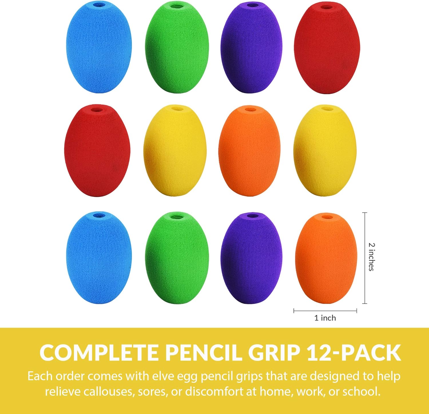 Special Supplies Egg Pencil Grips for Kids and Adults Colorful, Cushioned Holders for Handwriting, Drawing, Coloring - Ergonomic Right or Left-Handed Use - Reusable (12-Pack): Health & Personal Care