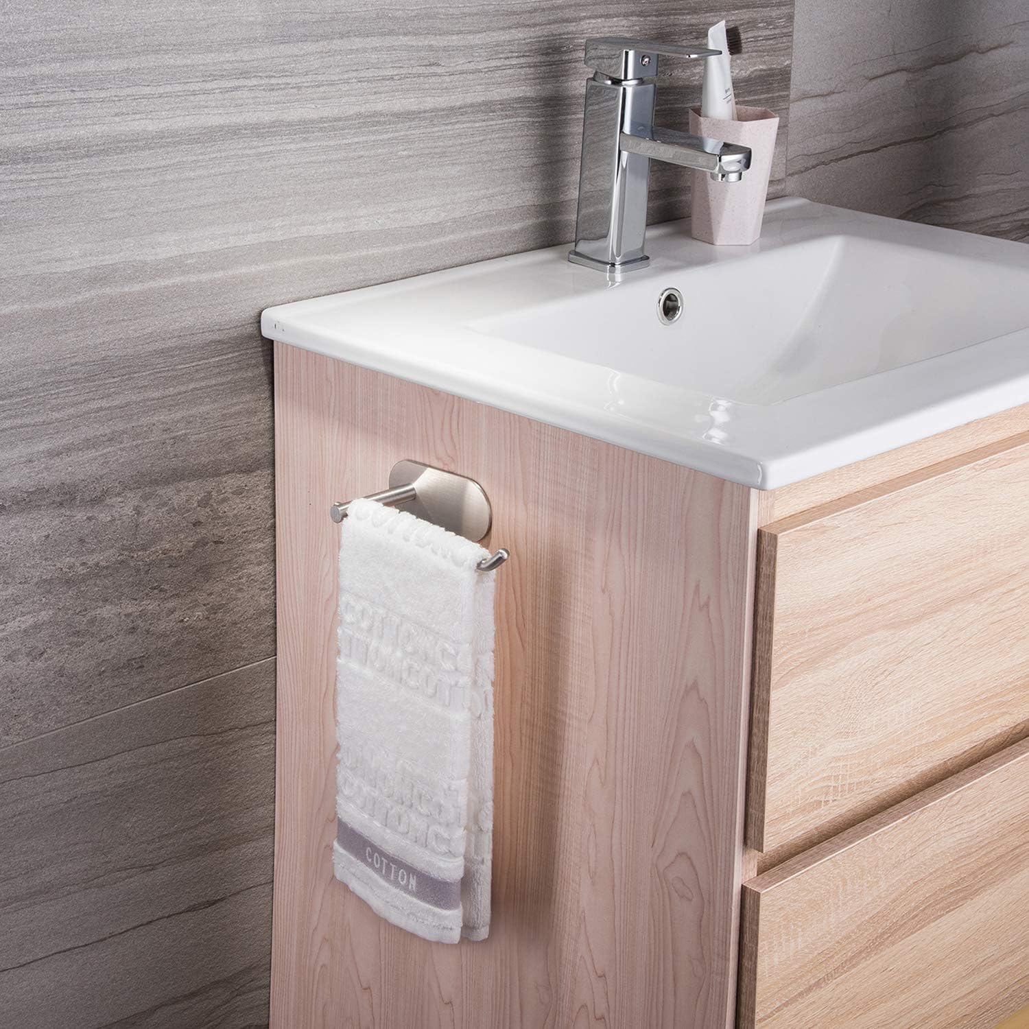 SUNTECH Hand Towel Holder/ Towel Ring - Self Adhesive Towel Bar for Kitchen and Bathroom No Drilling -