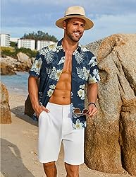 COOFANDY Hawaiian Shirt for Men Short Sleeve Button