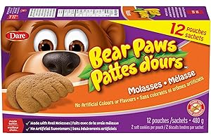 Bear Paws Molasses Cookies - Soft Cookie Snack Packs, Family Size, Peanut Free School Snacks, 480g, 12 pouches