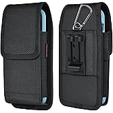 ACCKUO Phone Holster for Belt with Metal Clip and Magnetic Closure Compatible with iPhone 16/15/14/13/12 Pro Max, Galaxy S25/S24/S23/S22 Plus & FE for Everyday Protection, L-Black