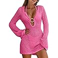ANRABESS Women Beach Crochet Cover Ups Summer Knit Swimwear Mesh Bathing Suit Hollow Out Dress 2025 Vacation Swimsuit
