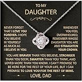 LUXUS™ Love Knot Necklace for Daughter from Dad – Inspirational 18K White Gold Finish, Thoughtful Gift for Birthday, Graduation & Christmas, Empowering Message Necklace