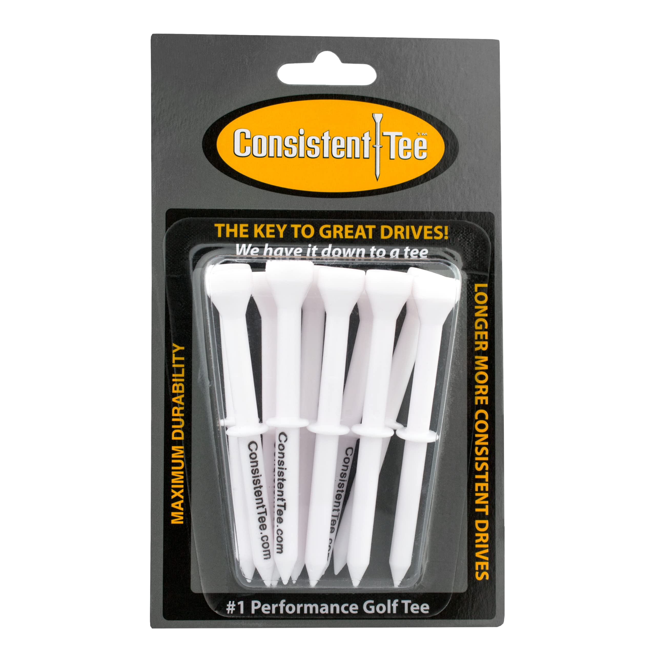 ProActive Sports Consistent Tee 3 1/4" Pack of 10 Durable, Biodegradable Tees for Perfect Height and Position (White)