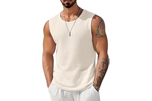 COOFANDY Mens Casual Tank Tops 2 Pack Waffle Knit Sleeveless Shirt Breathable Tank Shirts Summer Muscle Tee