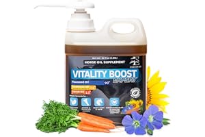 EQUIPURE Equine & Horse Oil Supplement 3 Natural Oils Flaxseed Sunflower Carrot Omega 3 6 9 Vitamin E Silky Coat & Hoof Digestion Facilitator Joint Health Cardiovascular System Benefits-Pump Included