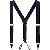 Moulen Men's Y-Back 1.4 Inches Wide 4-Clips Adjustable Suspenders