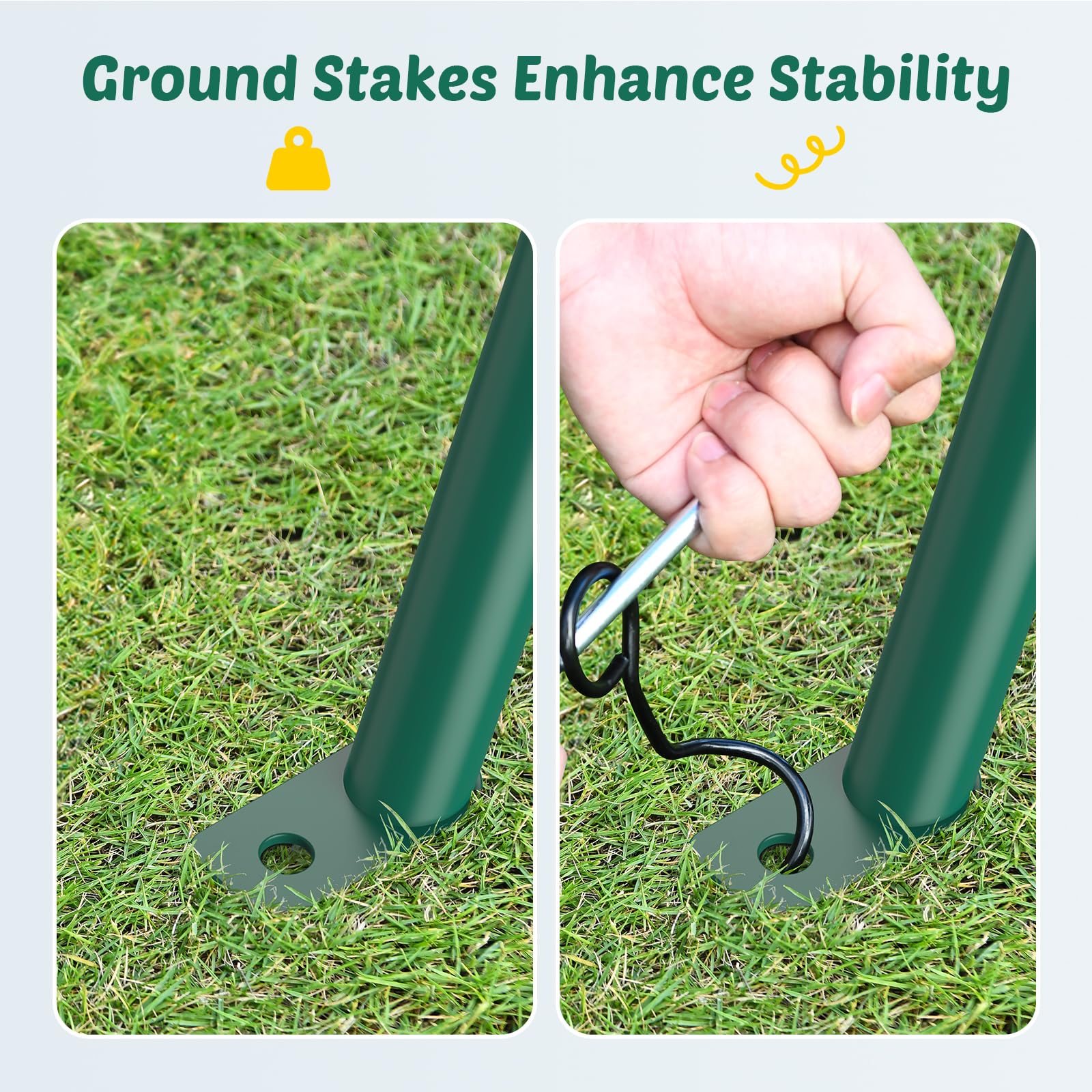 Trekassy 440lbs 2 Seat Swing Sets for Backyard, 1 Saucer Swing and 1 Belt Swing with Heavy Duty Outdoor A-Frame Metal Swing Stand for Playground, Playset