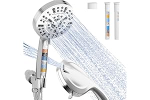 High Pressure Filtered Shower Head with Handheld,10 Spray Modes for Hard Water,Built-in Power Wash,Anti-Clog Nozzles,60 Inch 