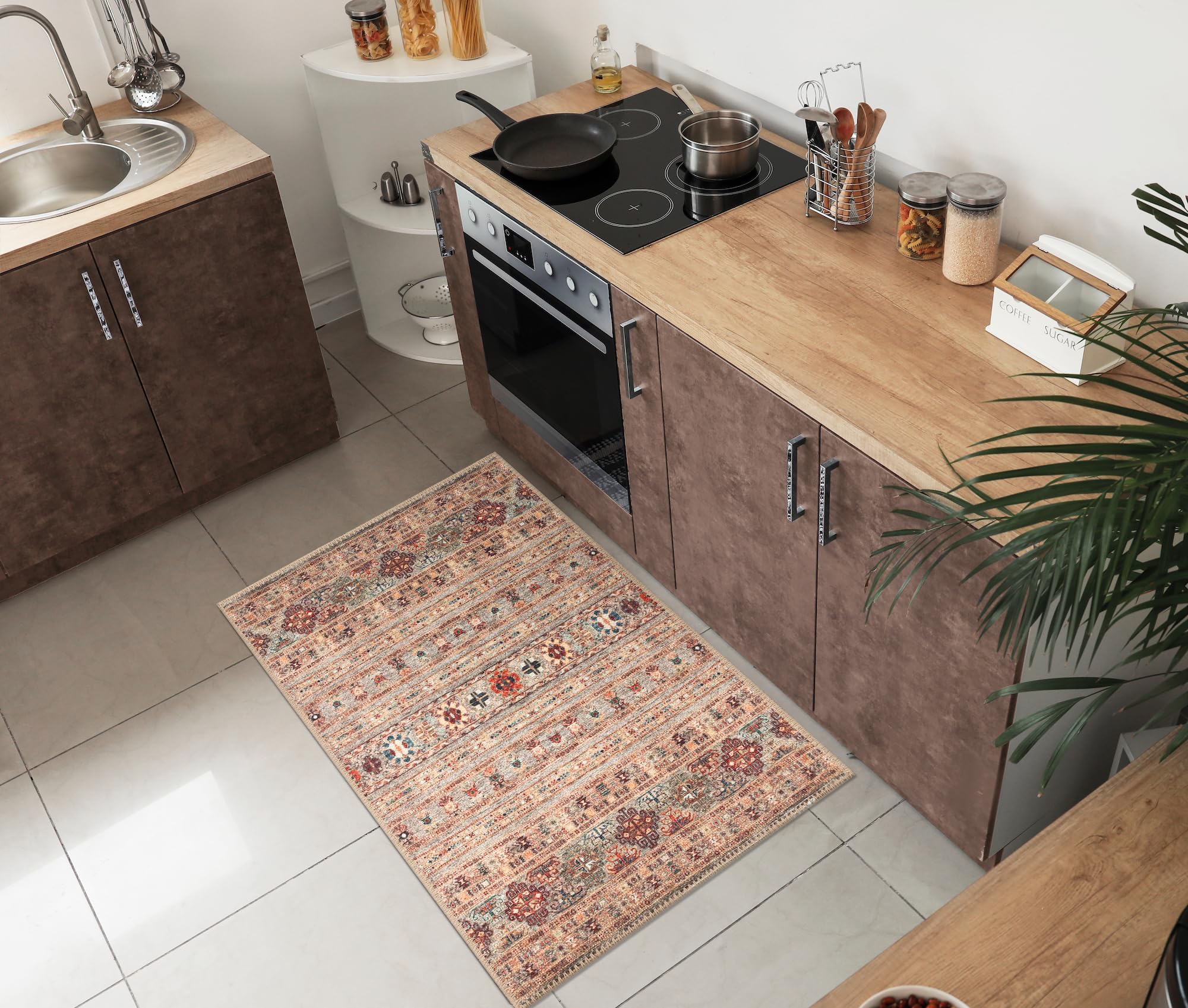 Photo 1 of Keen Home Design 2x3 Rug - Machine Washable Entry Rug with Non-Slip Backing, Ideal for Enteryway, Kitchen, Bathroom, Laundry Room - Vintage, Easy Clean, Durable, Low Pile Rug - (2' x 3')