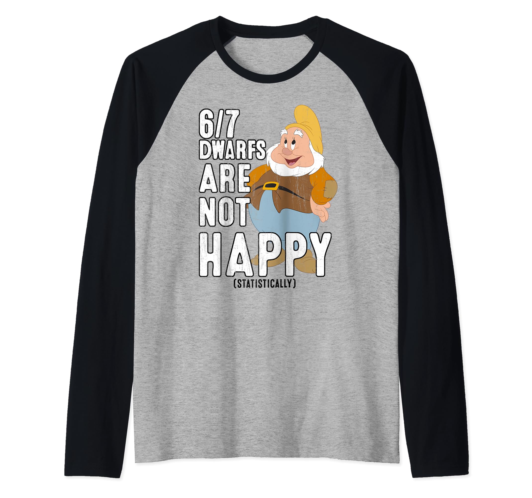 Disney Snow White Not Happy Dwarfs Raglan Baseball Tee