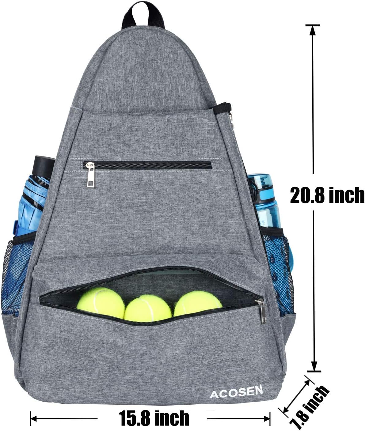 ACOSEN Tennis Bag Tennis Backpack - Large Tennis Bags for Women and Men to Hold Tennis Racket, Pickleball Paddles, Badminton Racquet, Squash Racquet, Balls and Other Accessories (Gray) : Sports & Outdoors