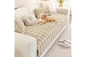 Royhom Couch Cover for Dogs, Rabbit Plush Sofa Covers 3 Seater, Pet Couch Protector for Dogs, Pet Blanket for Sofa Washable (
