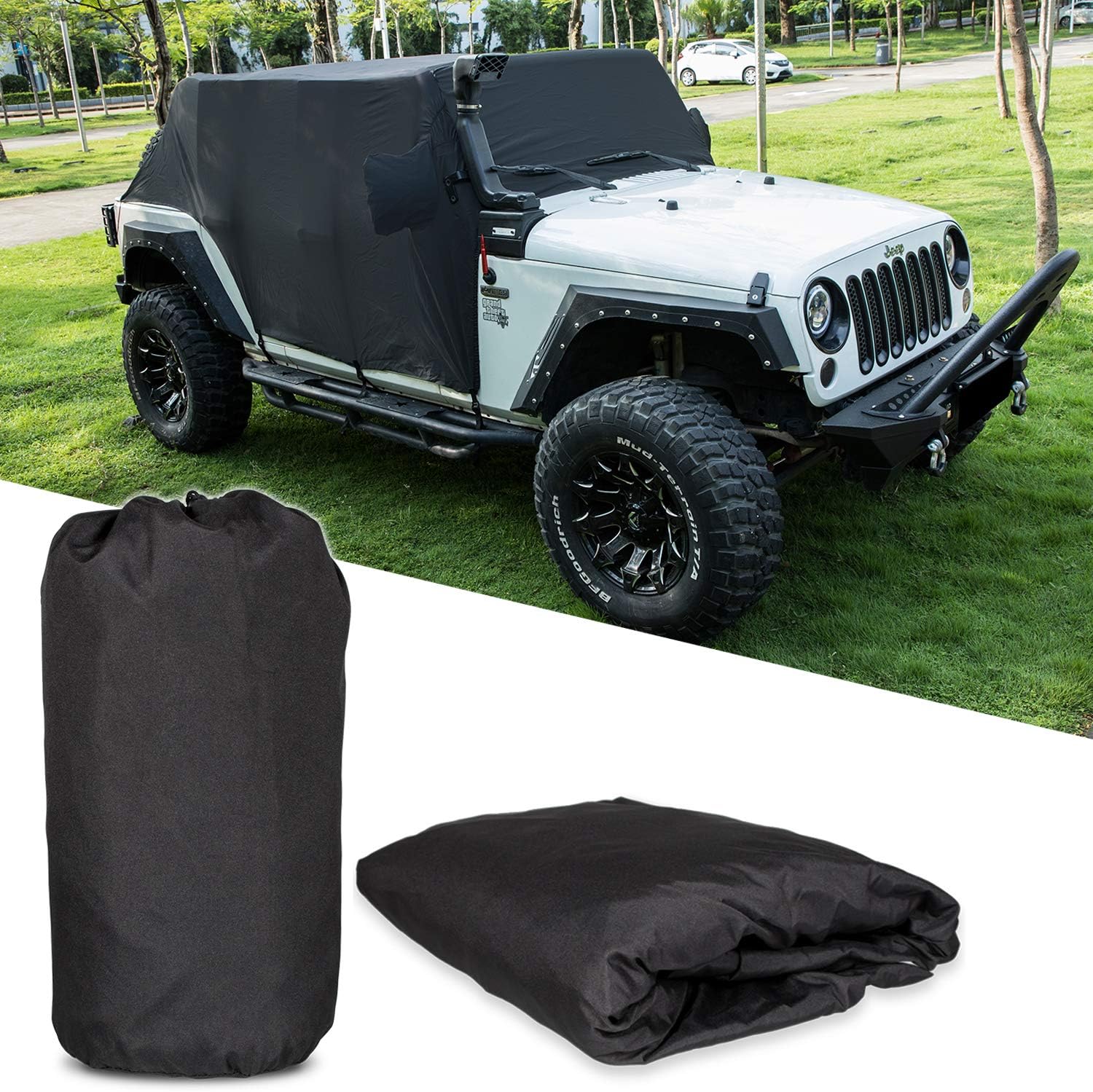 Amazon Com Cab Cover Car Cover With Storage Bag For Jeep Wrangler Jk Jku Jl Jlu 2007 2020 4 Door 300d Oxford Sun Wind Shade Trail Cover Door Hard Top Off Automotive