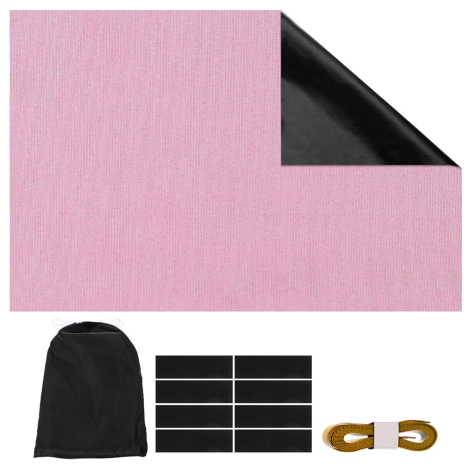 PATIKIL Portable Blackout Curtains, 1 Set 54 x 39 Inch Polyester Thermal Window Drapes 100% Shading Rate for Attic Living Room Bedroom, Pink