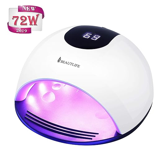 LED UV Lampe für Gelnägel Beautlife 72W Nagellack Trocknergerät Nagellampe LCD Display mit Intelligenter Lampenfunktion 10/30