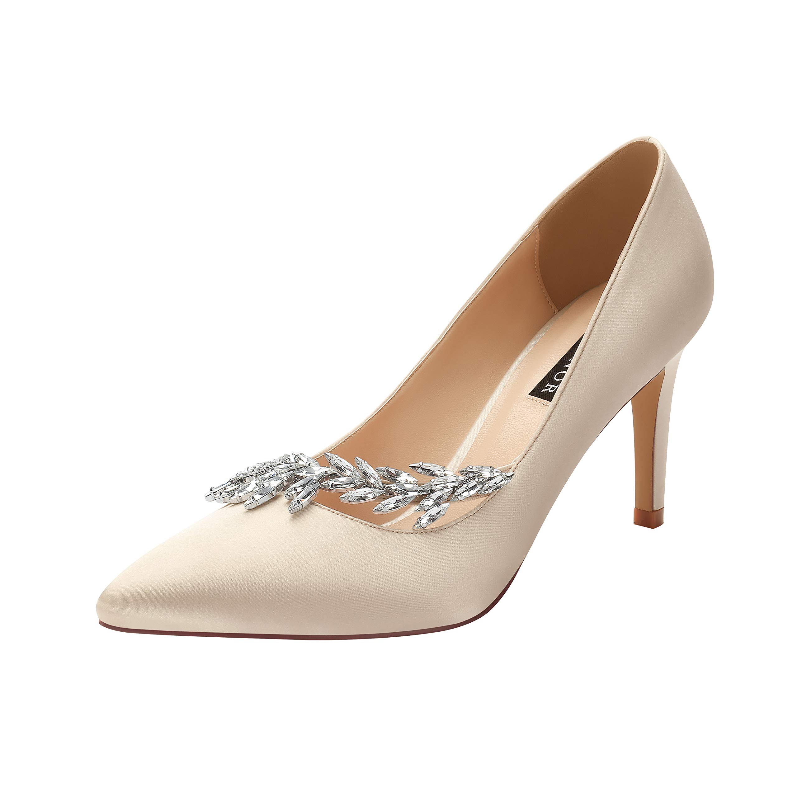 ERIJUNOR Pointed Toe Mid Heels Wedding Party Evening Dress Pumps for Women
