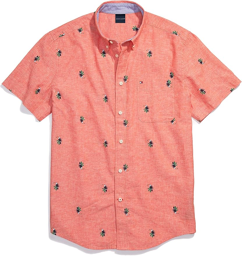 Tommy Hilfiger Men's Adaptive Button Shirt Short Sleeve Custom