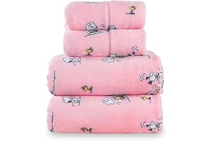 Berkshire Peanuts® Velvetloft® Plush Queen Bed Sheet Set,Extra Warm Fleece Sheets,4-Piece Cute Character Snoopy Printed Soft 