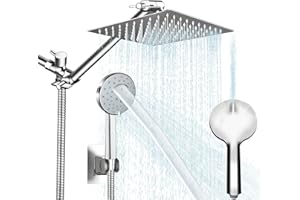 Jafeton Rainfall Shower Head Combo, THE FIRST WATERFALL handheld mode, 8 Inch Rain Shower Head with Handheld 6 Spray Modes Pressurize Bath Sprayer, Overhead Shower with Adjustable Extension Arm,Chrome