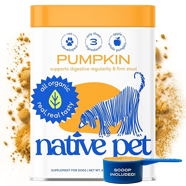 NATIVE PET ORGANIC PUMPKIN FOR DOGS (8 OZ) – ALL-NATURAL, ORGANIC FIBER FOR DOGS – MIX WITH WATER TO CREATE DELICIOUS PUMPKIN PUREE – PREVENT WASTE WITH A CANNED PUMPKIN ALTERNATIVE! (8 OZ)