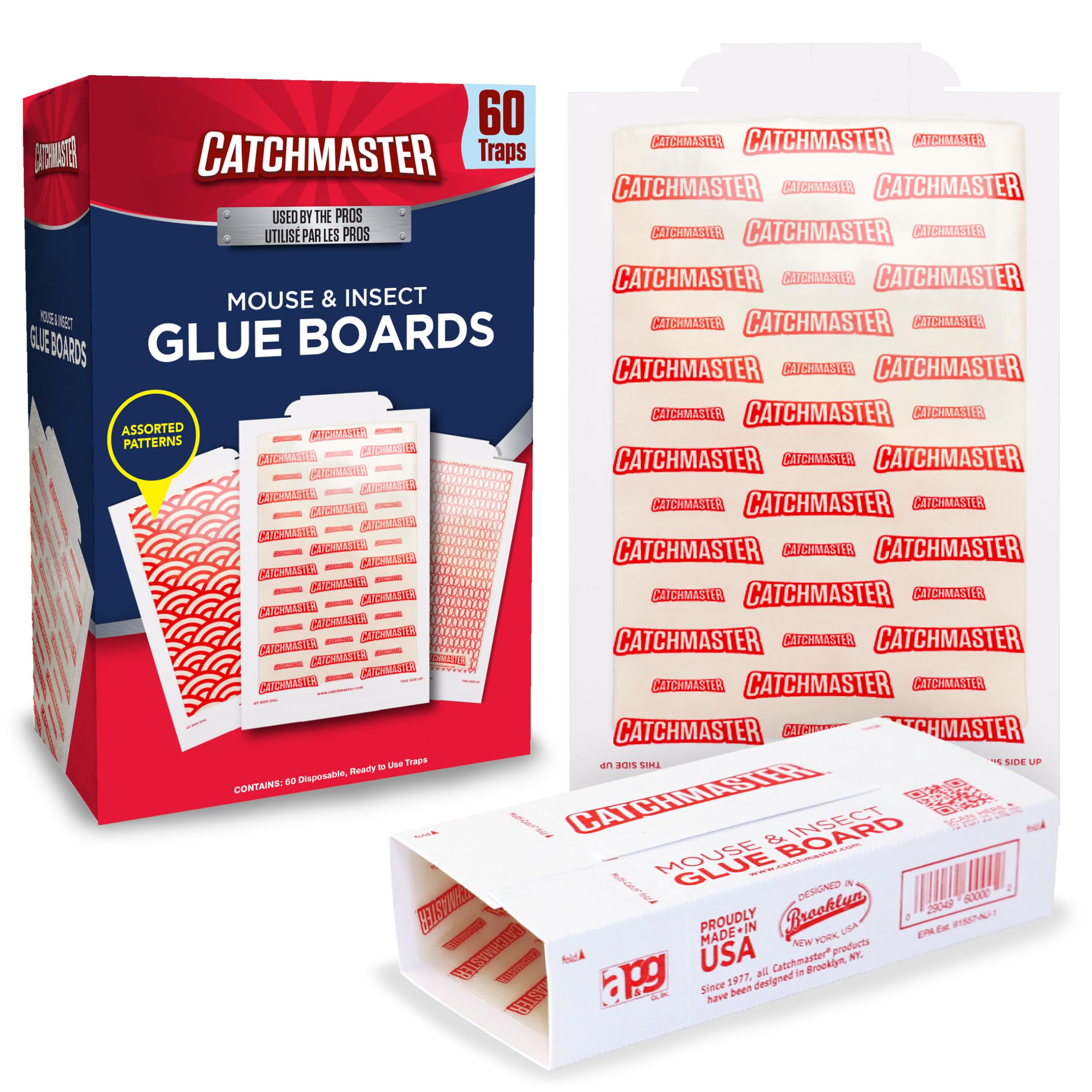 Photo 1 of Catchmaster Pro Strength Mouse & Insect Glue Boards 60pk Traps Indoor for Home, Adhesive Bug Catcher, Rat & Rodent Sticky Trap, Non Toxic Bulk Pre-Baited Glue Traps, Pet Safe House Pest Control