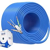 Cable Matters [UL Listed] 10Gbps 23AWG Cat 6 Bulk Cable, 500ft, Blue | In-Wall CM Rated, Bare Copper, Solid U/UTP, Cat6 Bulk Ethernet Cable