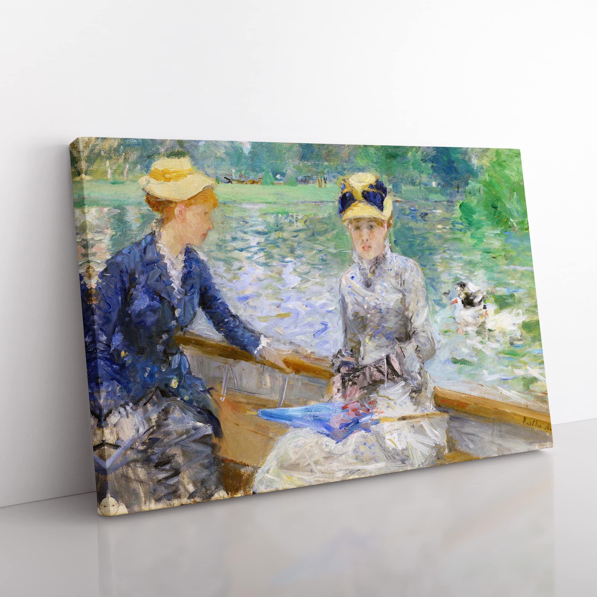 Berthe Morisot Summers Day Classic Painting Canvas Wall Art Print Ready to Hang, Framed Picture for Living Room Bedroom Home Office Décor, 50x35 cm (20x14 Inch)