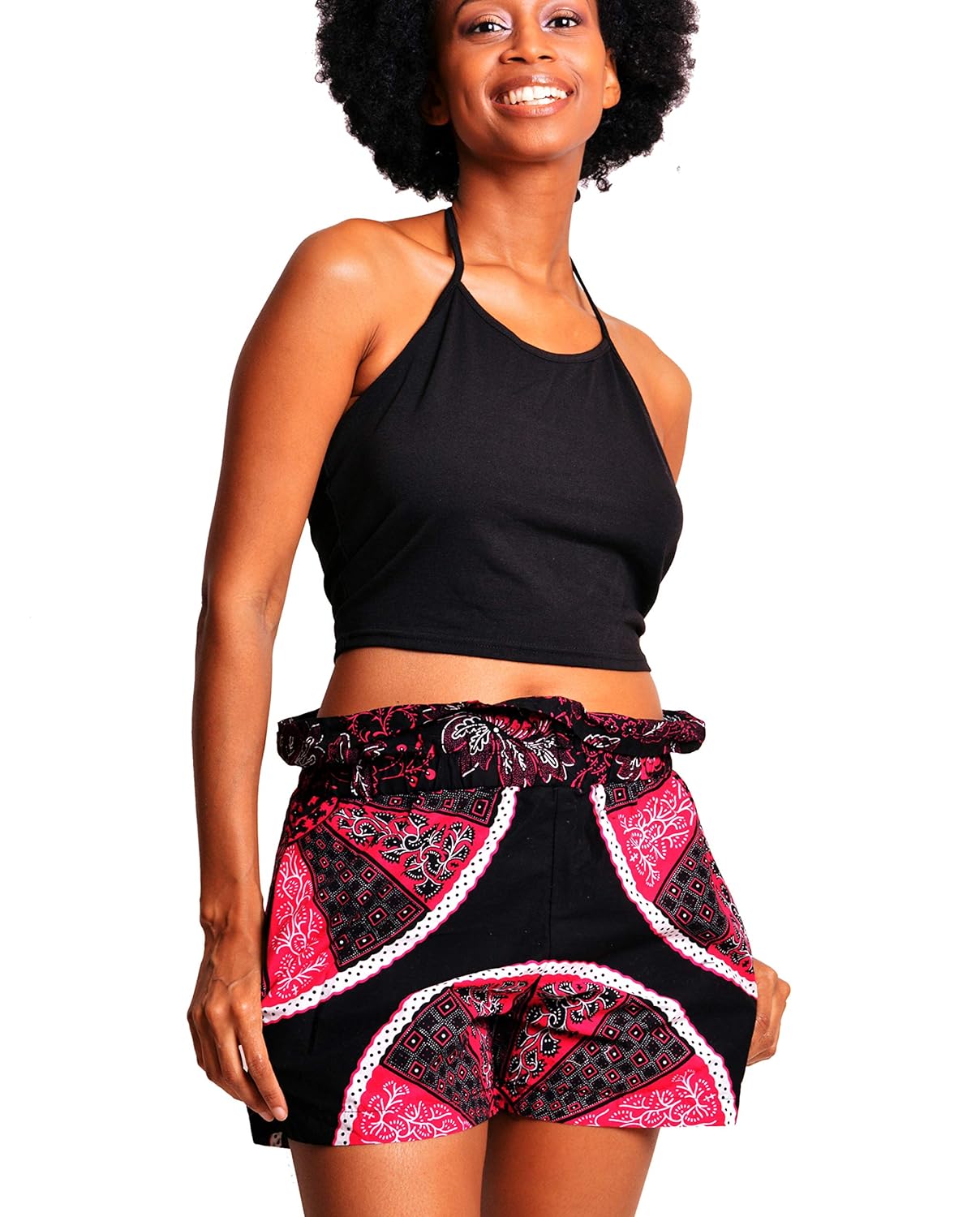 african print high waisted shorts