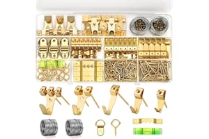 Lmutexyi 322Pcs Picture Hanging Kit, Professional Picture Hangers with Hooks, Nails, Wire, D Rings, Sawtooth Hangers ,Eye Hooks and Level–All-in-One Wall Hanging Kit for Frames, Mirrors, Photos & Art
