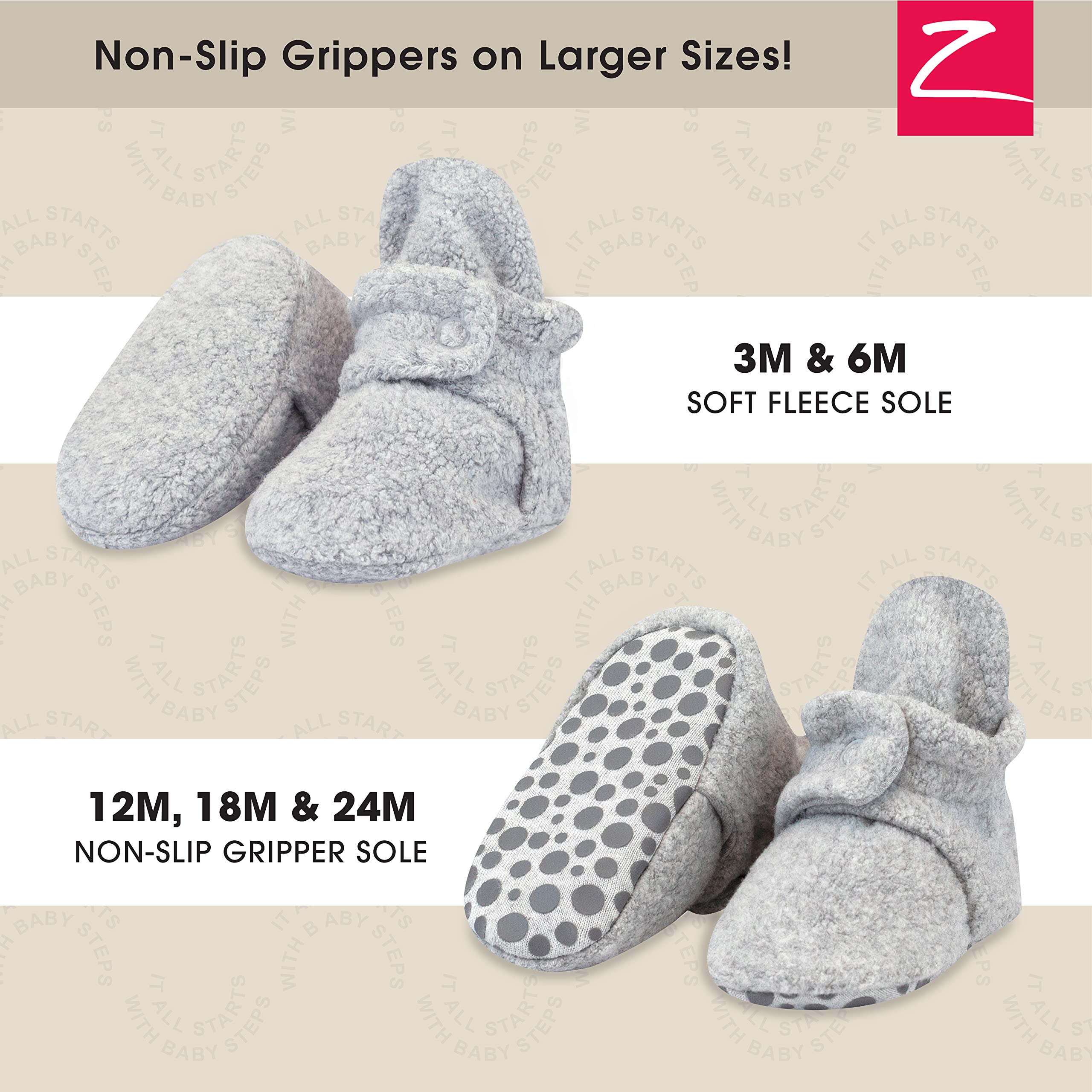 Zutano Unisex Fleece Baby Booties, Two Snap Closure, Newborn to 24 Months