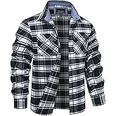 MAGNIVIT Flannel Shirt for Men Cotton Long Sleeve Plaid Shirt Lightweight Button Up Checkered Shirt Jacket with 2 Pockets