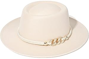 Lisianthus Women Wide Brim Fedora Hat with Belt Buckle Pork Pie Hat